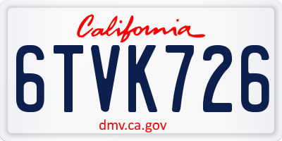 CA license plate 6TVK726