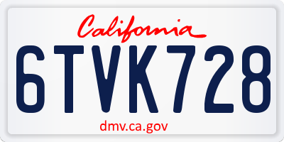 CA license plate 6TVK728