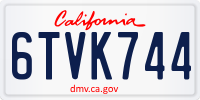 CA license plate 6TVK744