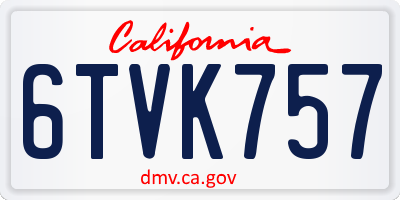 CA license plate 6TVK757