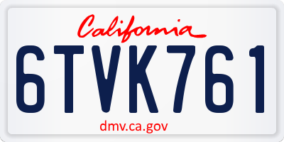 CA license plate 6TVK761