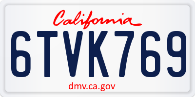 CA license plate 6TVK769