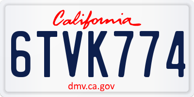 CA license plate 6TVK774