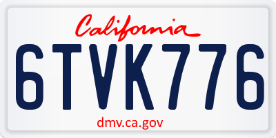 CA license plate 6TVK776