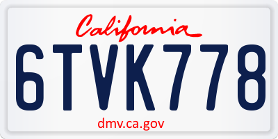 CA license plate 6TVK778