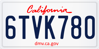 CA license plate 6TVK780