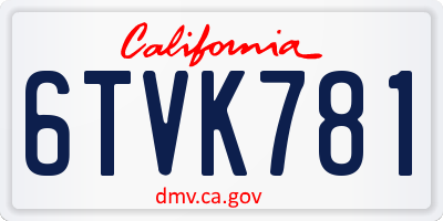 CA license plate 6TVK781