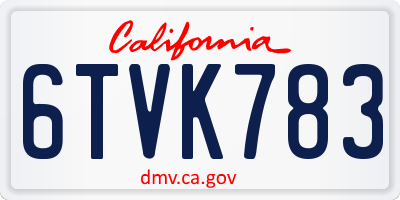 CA license plate 6TVK783