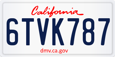 CA license plate 6TVK787