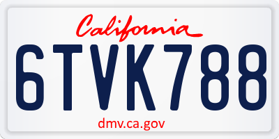 CA license plate 6TVK788