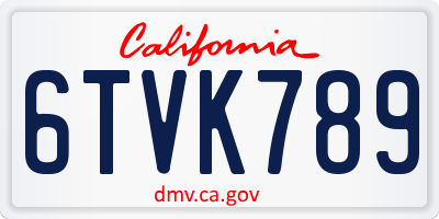 CA license plate 6TVK789