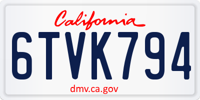 CA license plate 6TVK794