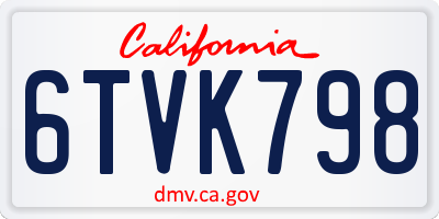 CA license plate 6TVK798