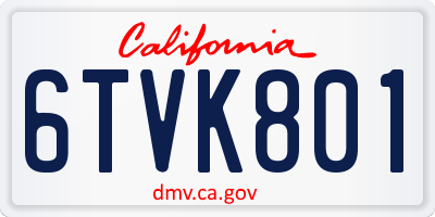 CA license plate 6TVK801