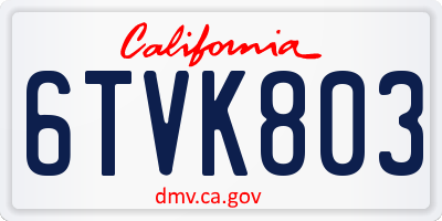 CA license plate 6TVK803