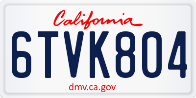 CA license plate 6TVK804