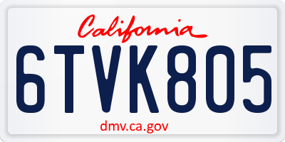 CA license plate 6TVK805