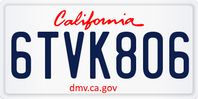 CA license plate 6TVK806