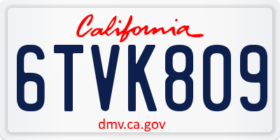 CA license plate 6TVK809