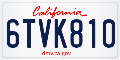 CA license plate 6TVK810