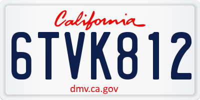CA license plate 6TVK812