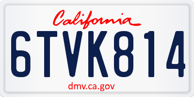 CA license plate 6TVK814