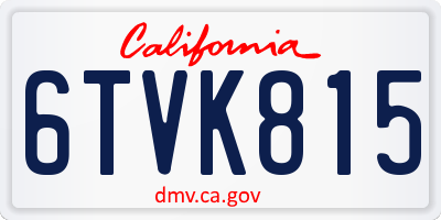 CA license plate 6TVK815