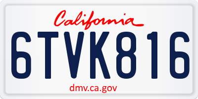 CA license plate 6TVK816