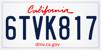 CA license plate 6TVK817