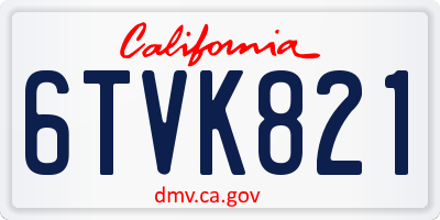 CA license plate 6TVK821