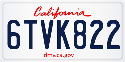 CA license plate 6TVK822
