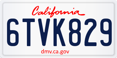 CA license plate 6TVK829