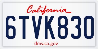 CA license plate 6TVK830