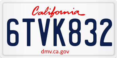 CA license plate 6TVK832