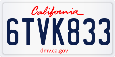 CA license plate 6TVK833