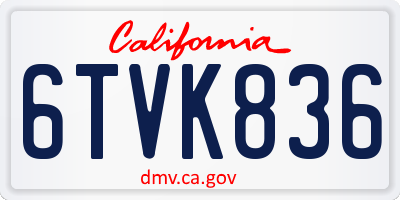 CA license plate 6TVK836