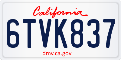 CA license plate 6TVK837