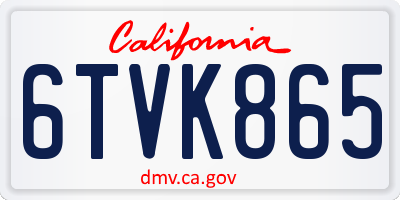 CA license plate 6TVK865