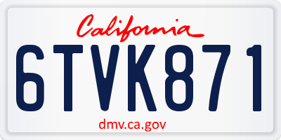 CA license plate 6TVK871
