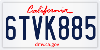 CA license plate 6TVK885