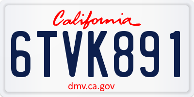 CA license plate 6TVK891