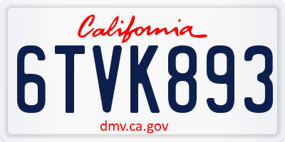 CA license plate 6TVK893