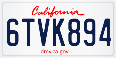 CA license plate 6TVK894