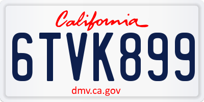 CA license plate 6TVK899