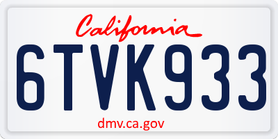 CA license plate 6TVK933