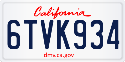 CA license plate 6TVK934