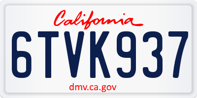 CA license plate 6TVK937