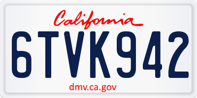 CA license plate 6TVK942
