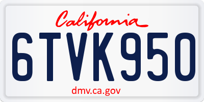 CA license plate 6TVK950