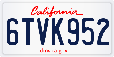 CA license plate 6TVK952